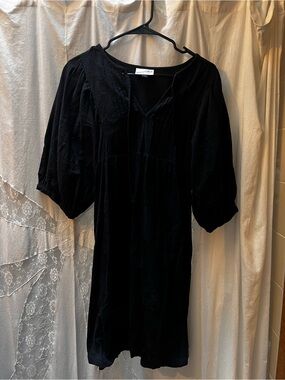 Universal Thread Black Mini Peasant Dress with Balloon Sleeves